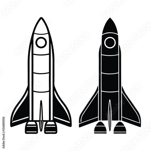 Fototapeta Naklejka Na Ścianę i Meble -  Rocket icon, Space ship vector silhouette, space shuttle launch vector Design