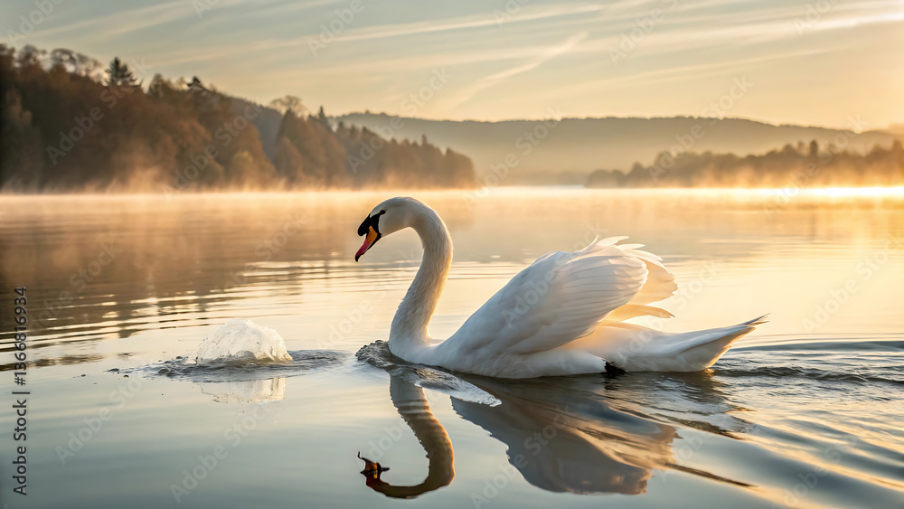 Fototapeta premium swan on the lake