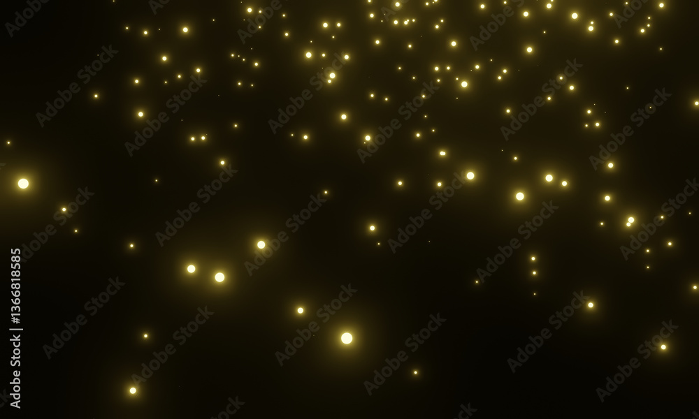 Abstract yellow neon particles. Golden stars background Abstract yellow neon particles. Golden stars background