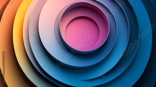 Concentric geometric rings layered with contrasting gradient tones for a striking effect