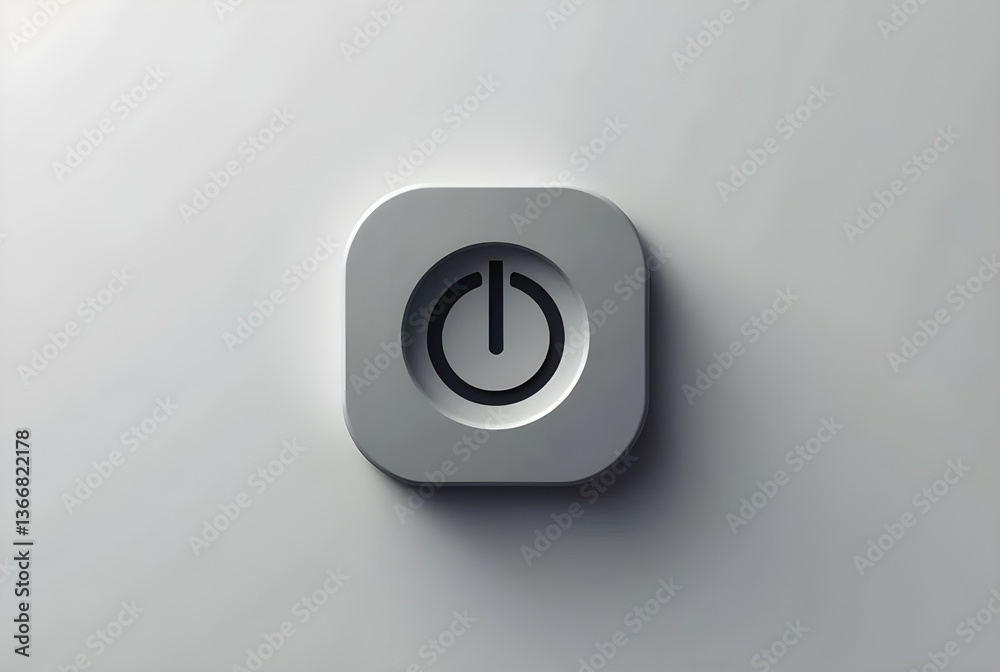 Iconic glyph representation of a start button with a prominent power symbol. Iconic glyph representation of a start button with a prominent power symbol.