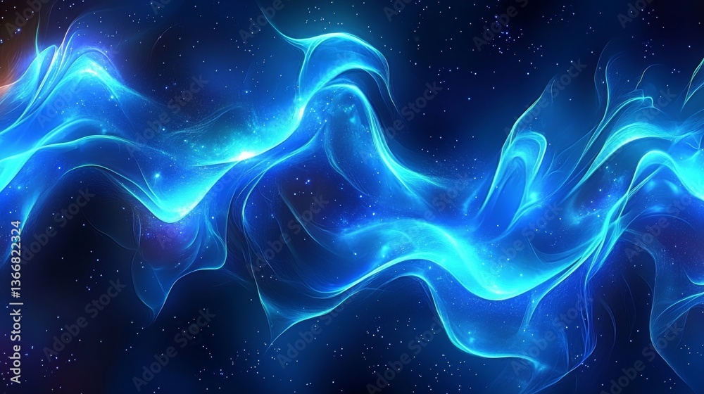 Fototapeta premium Abstract Blue Cosmic Waves in Space