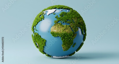 Green Earth on Blue Background