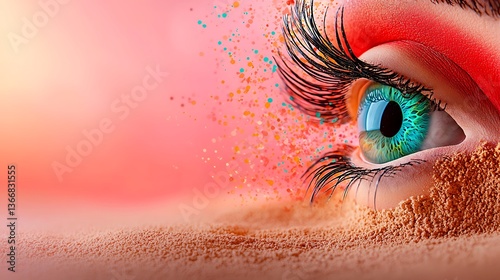 Stylized eye digital painting abstract art sunrise hues