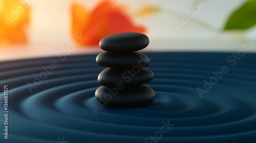 Submerged abstract figure dark blue liquid minimalist design