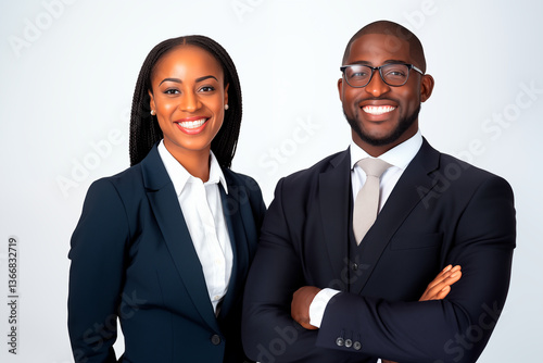 Portrait of a smiling black business man and black business woman