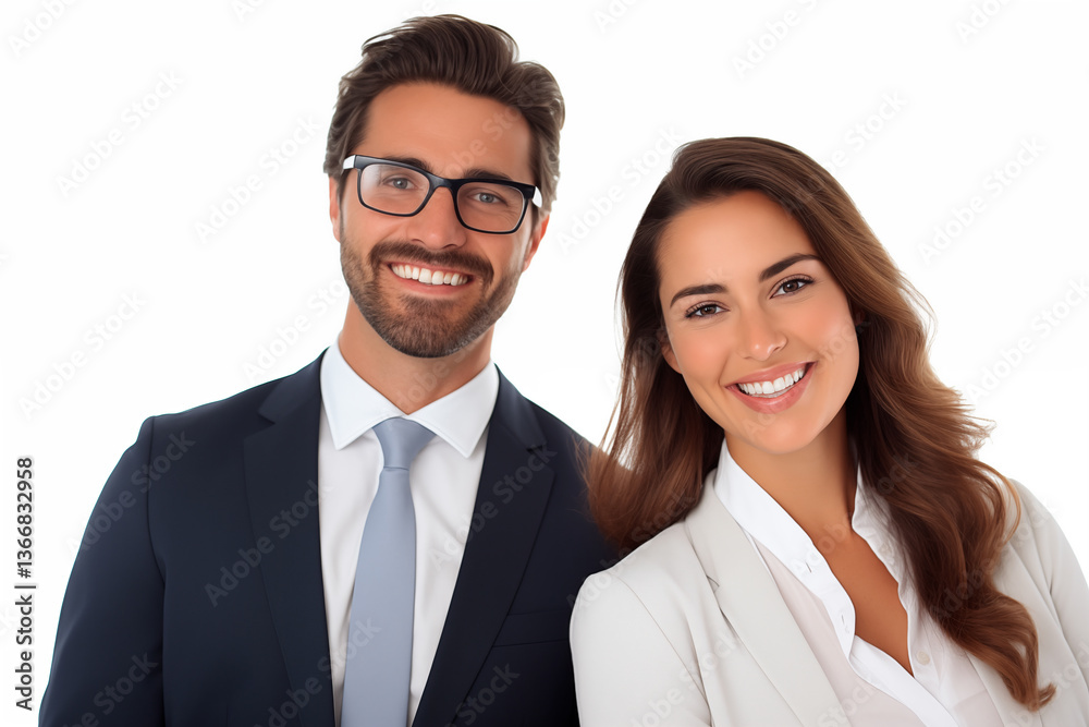 Portrait of a smiling business man and business woman Portrait of a smiling business man and business woman