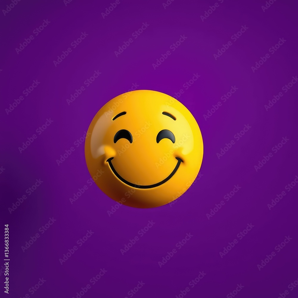 Fototapeta premium Happy emoji images, Happy emoji on purple isolated