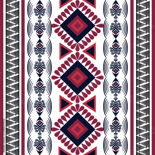 Traditional Tribal Geometric Pattern with Ethnic Motifs