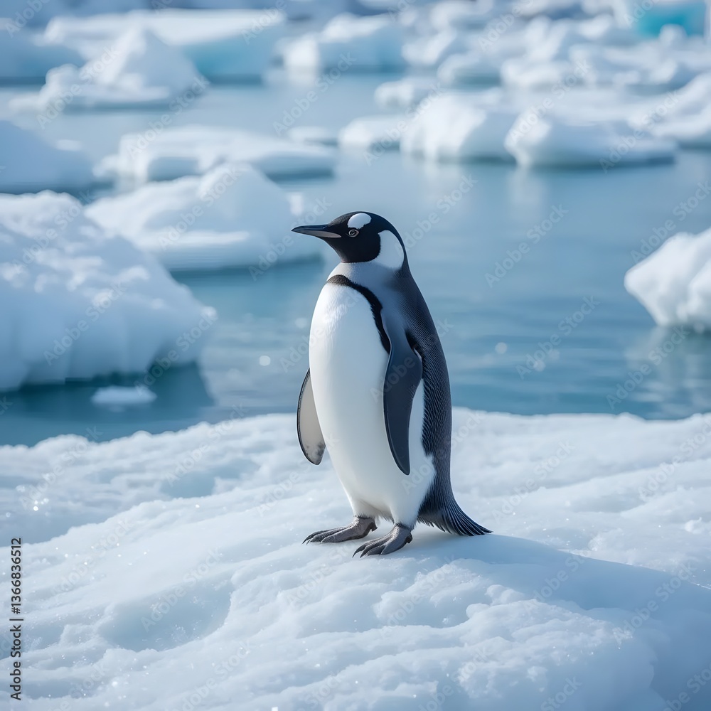 Naklejka premium Penguin on the Ice