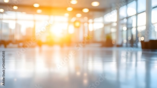 Elegant and minimalist corporate office interior with open bright hallway featuring glass lighting and a clean serene atmosphere ideal for professional business settings