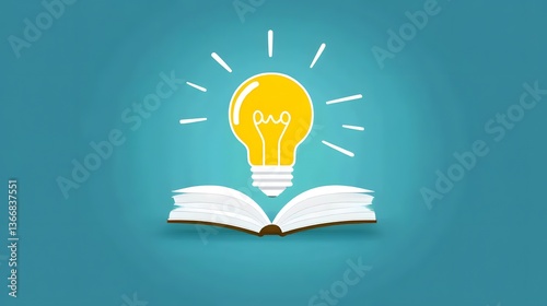 A simple depicting an open book with a glowing light bulb symbolizing the power of knowledge creativity and the transformative potential of learning