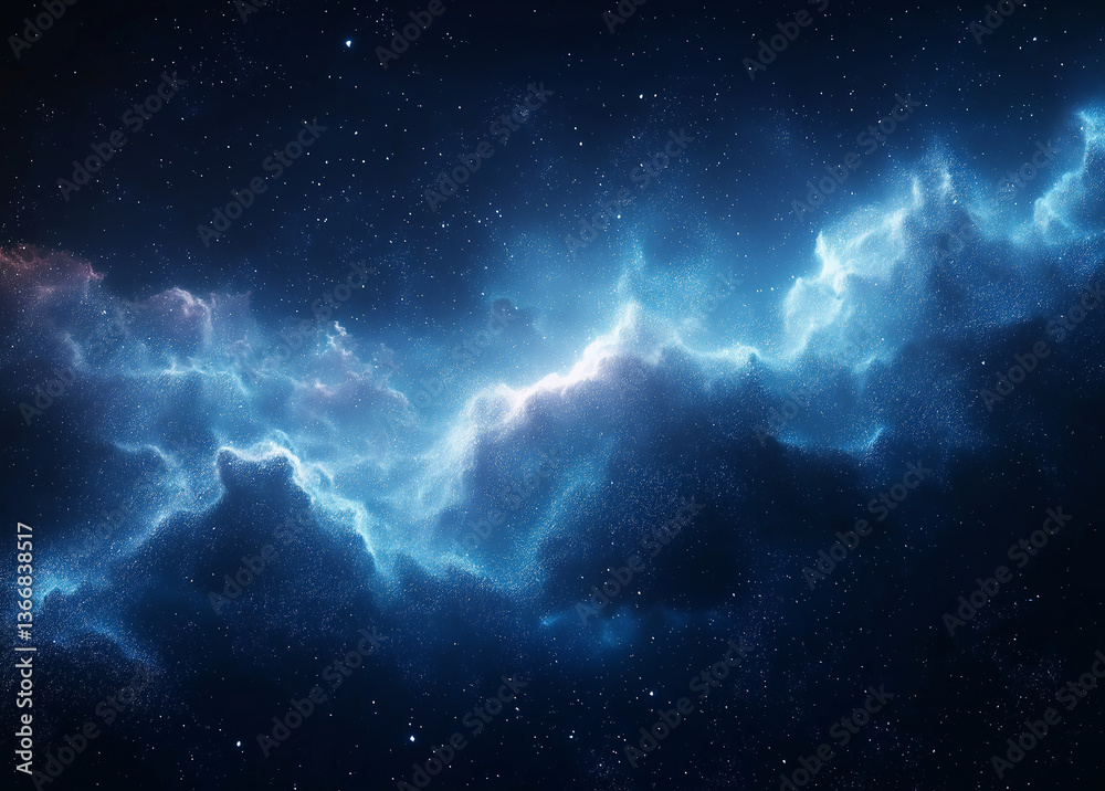 Realistic starry sky with galaxies and nebulae in blue and purple tones Realistic starry sky with galaxies and nebulae in blue and purple tones