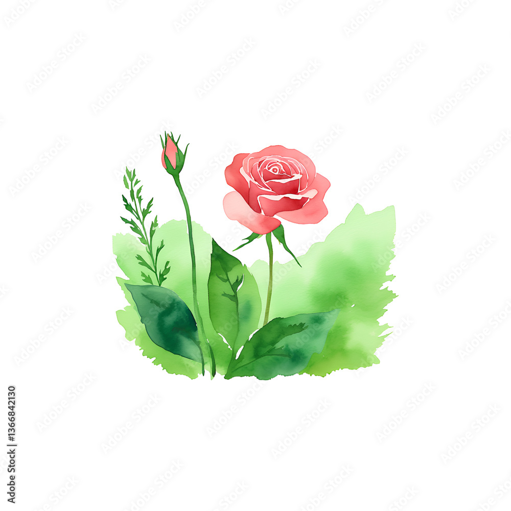 Fototapeta premium Watercolor bouquet of red roses