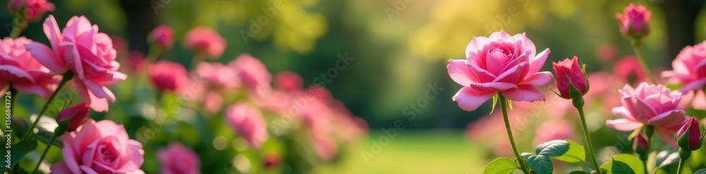 Veladas de primavera con flores rosas frescas en un jard?n rosa, fresco, primaveras, rosa Veladas de primavera con flores rosas frescas en un jard?n rosa, fresco, primaveras, rosa