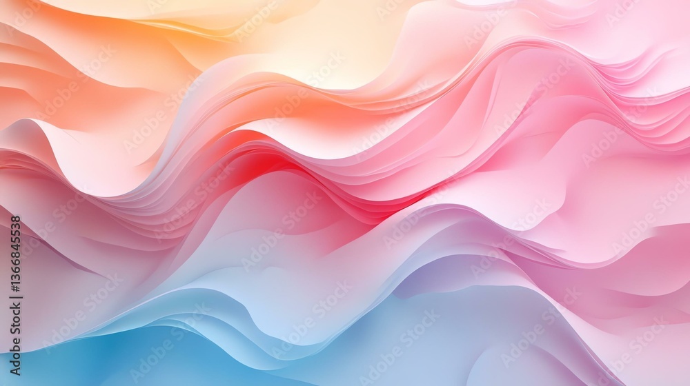 A captivating abstract background featuring flowing waves in soft pastel hues of pink, peach, and blue. Ideal for use in creative projects, design work, and artistic expressions. A captivating abstract background featuring flowing waves in soft pastel hues of pink, peach, and blue. Ideal for use in creative projects, design work, and artistic expressions.