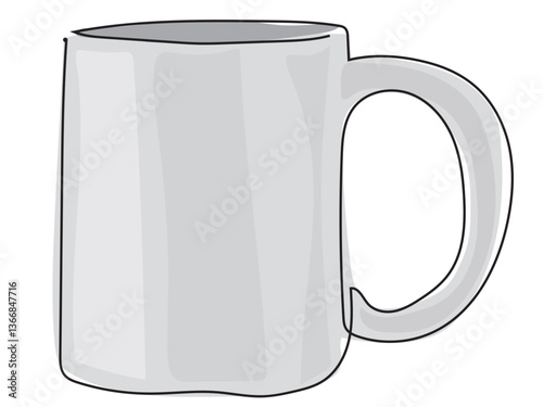 Coffee cup in continuous line pattern on white background.