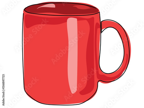 Coffee cup in continuous line pattern on white background.