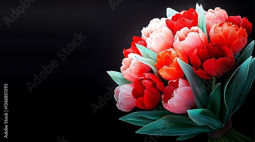 Vibrant red orange white flower closeup abstract floral photography
