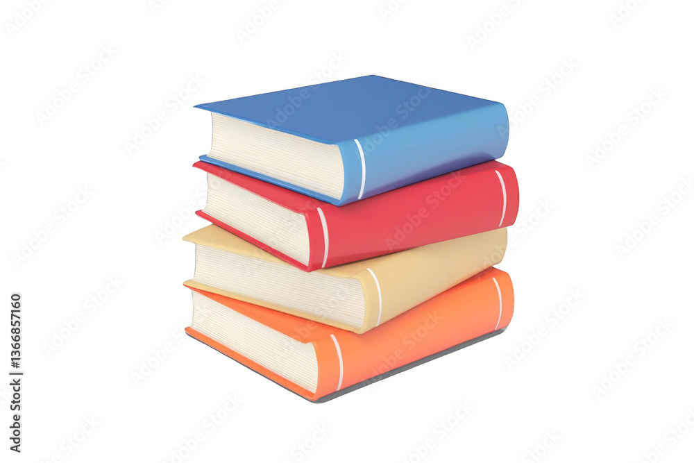 3D Illustration Stacked Colorful Books Isolated On Transparent Background 3D Illustration Stacked Colorful Books Isolated On Transparent Background