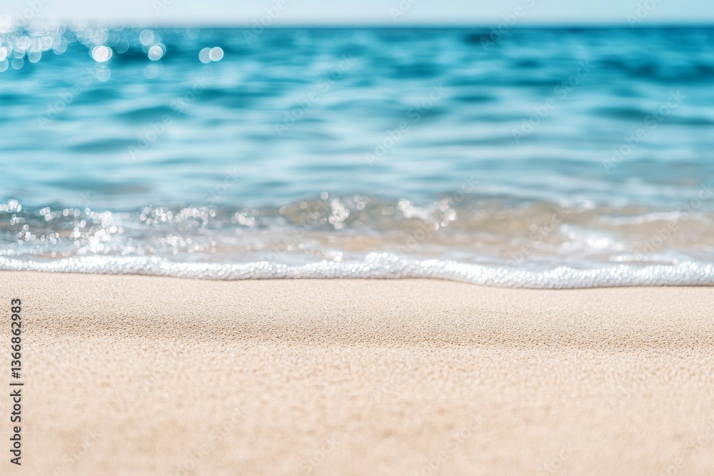 Beautiful summer background with a blurred sandy beach and blue sea water, providing ample space for text. Beautiful summer background with a blurred sandy beach and blue sea water, providing ample space for text.