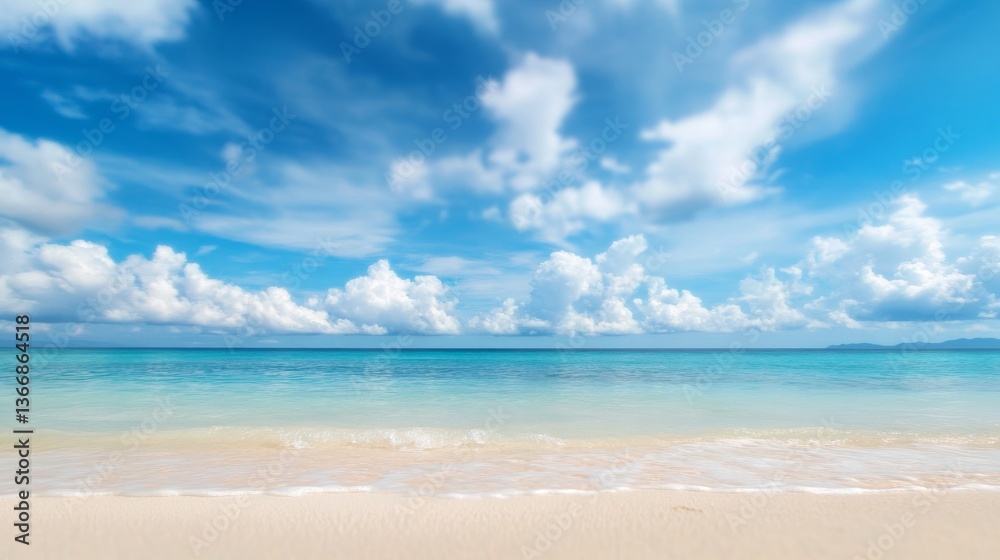 Beautiful beach with white sand and blue sky background, a summer vacation concept banner with copy space for text. Beautiful beach with white sand and blue sky background, a summer vacation concept banner with copy space for text.