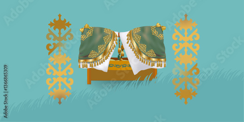 Kazakh Traditional Bed bassinet Vector files (Бебек той)