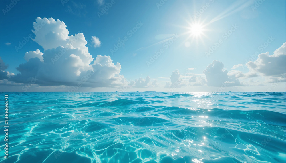 Naklejka premium Sunlit Ocean Waves