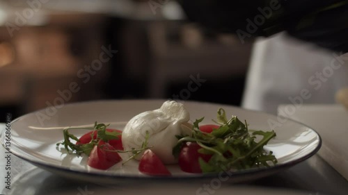 Ready to serve burrata salad with greens