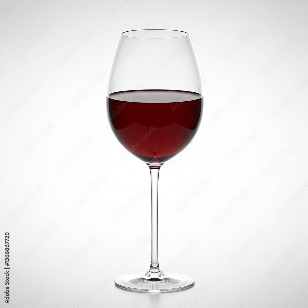 Elegant Wine Glass Filled with Red Wine Isolated on White Background Elegant Wine Glass Filled with Red Wine Isolated on White Background