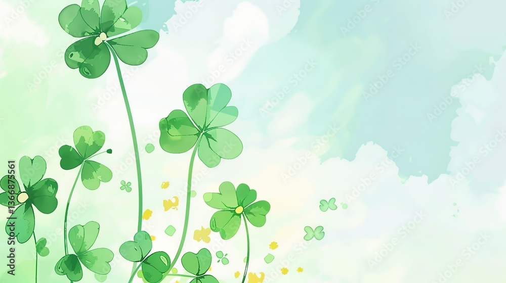 Fototapeta premium The Clover Background of Children's Day: Spreading the Dreamy Long Scroll of Childhood Innocence with the Luck of Clovers