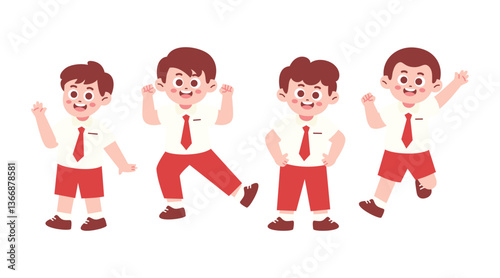 Happy Elementary School Student Jumping