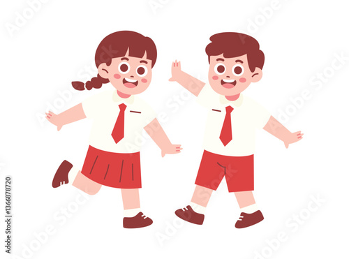 Happy Elementary School Student Jumping