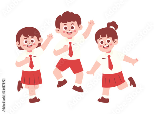 Happy Elementary School Student Jumping