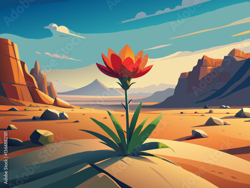 colorful illustration of a vibrant desert flower
