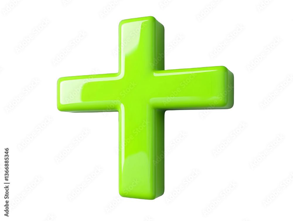 Obraz premium Isolated 3D Plus Green Sign On Transparent Background
