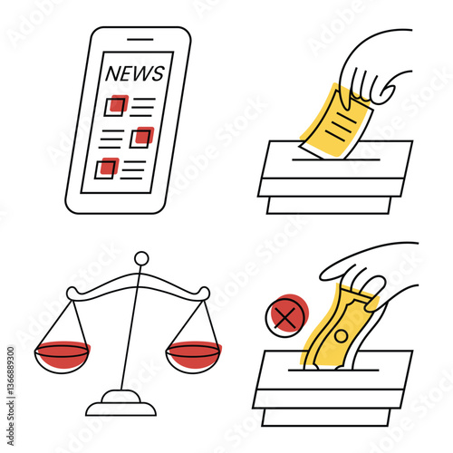 Bold Lined Icons Government Announcement News Vote Clean