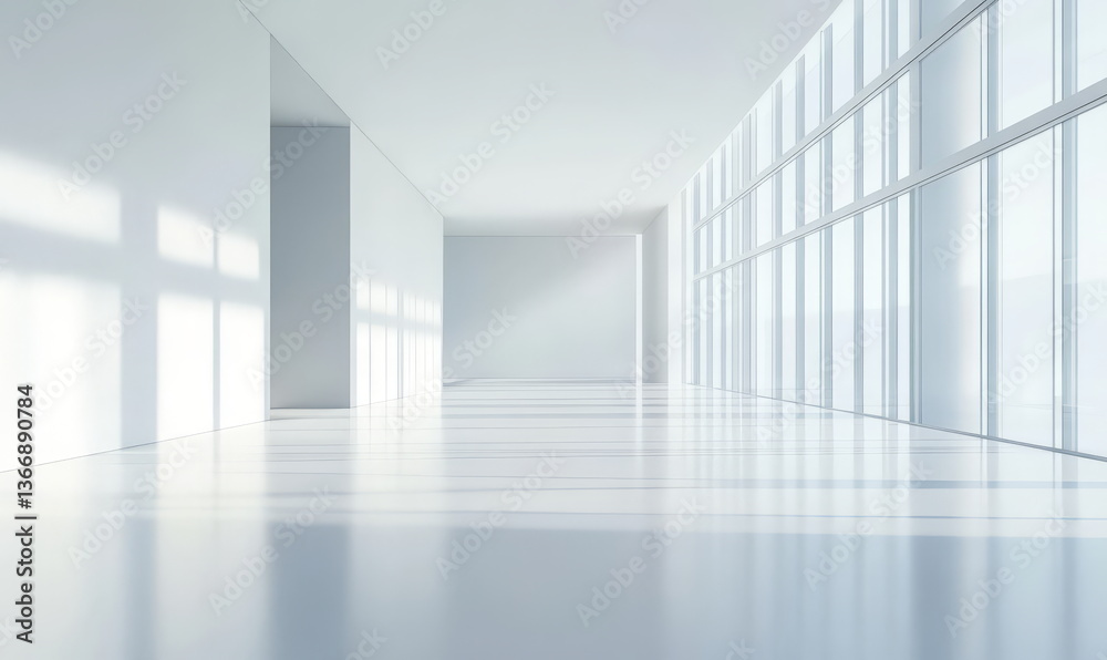Fototapeta premium a white, empty room with glass walls