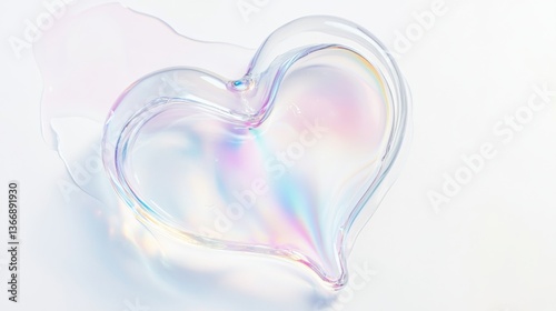 Wallpaper Mural Transparent gel smear, heart shape, glossy, smooth texture, high-shine, hydration, moisturizer, serum, hyaluronic acid, facial care, skincare treatment, beauty, ads, close-up, clean white background. Torontodigital.ca