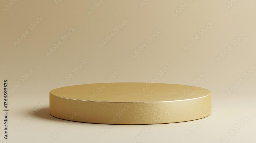 A gold colored round table with a smooth surface A gold colored round table with a smooth surface