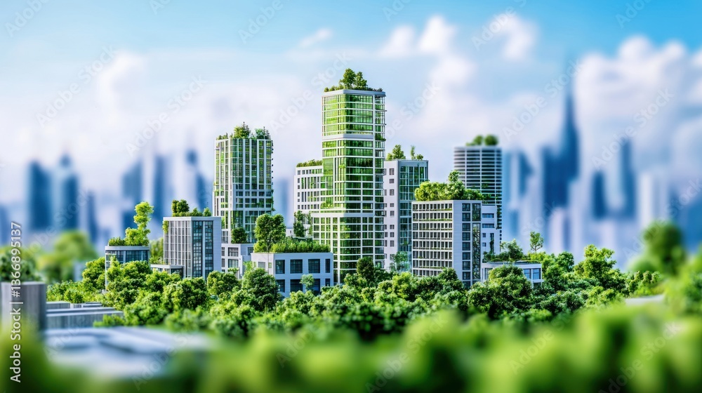 Obraz premium Smart city with self-sustaining green architecture.