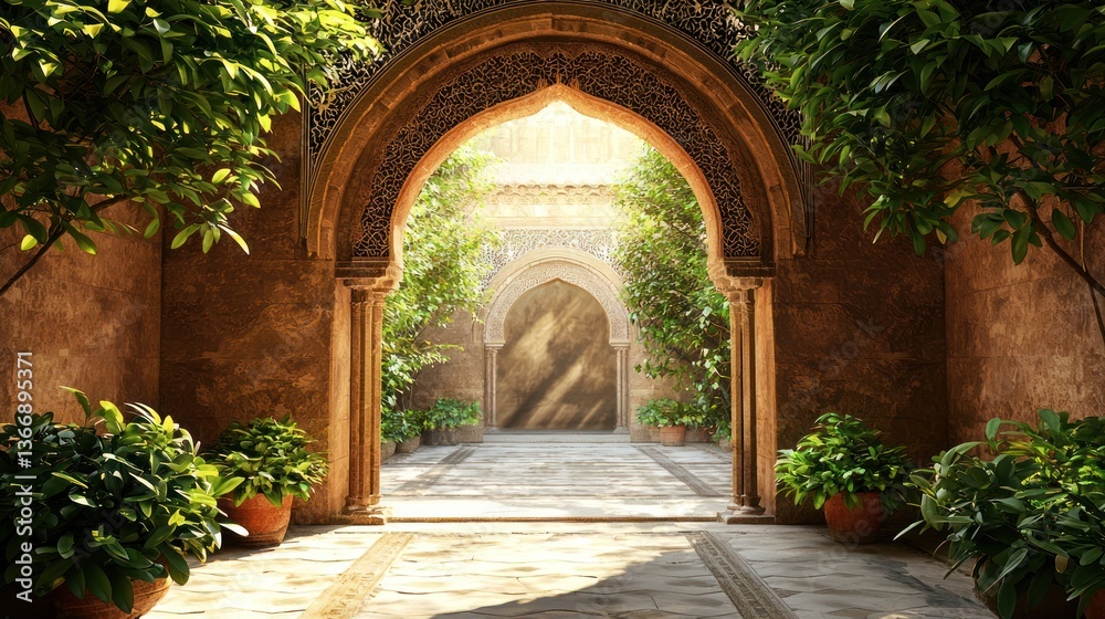 Fototapeta premium Beautiful archway leading to a historical courtyard.