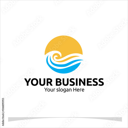 Wallpaper Mural Modern and minimalist beach logo design with a touch of elegance. Ideal for branding resorts, surf shops, or any business related to the ocean. Customizable vector format for easy adjustments. Torontodigital.ca