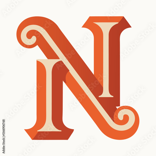 Retro Vintage N Letter Vector Logo Design Template Use Any Purpose
