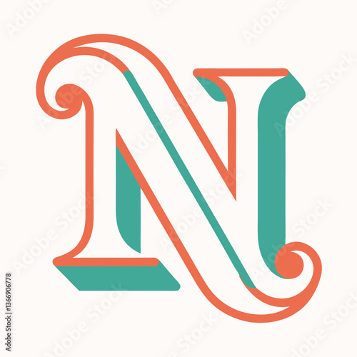 Retro Vintage N Letter Vector Logo Design Template Use Any Purpose