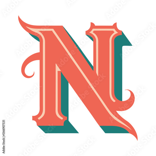 Retro Vintage N Letter Vector Logo Design Template Use Any Purpose