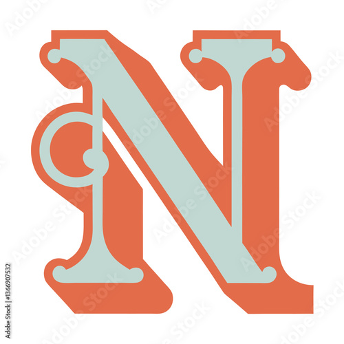 Retro Vintage N Letter Vector Logo Design Template Use Any Purpose