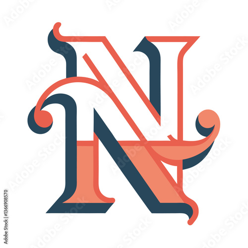 Retro Vintage N Letter Vector Logo Design Template Use Any Purpose