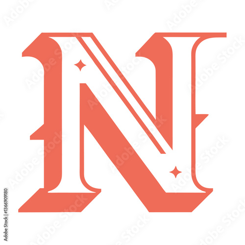 Retro Vintage N Letter Vector Logo Design Template Use Any Purpose