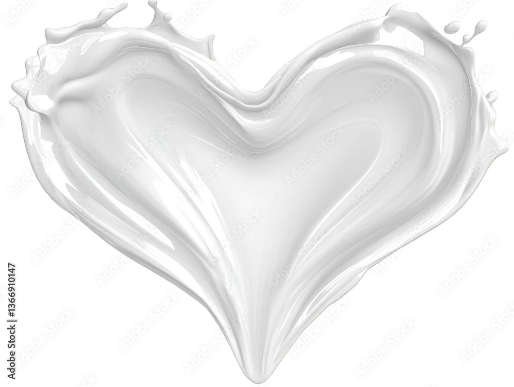Fototapeta premium White Heart Splash on Transparent Isolated Background Illustration